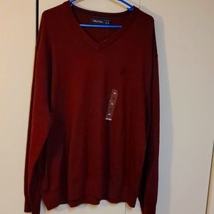 Nautica Men's Classic Maroon wooll sweater for the tall man